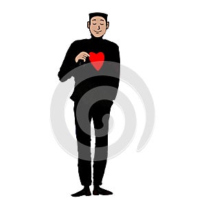 Man holding cutout heart