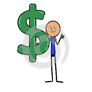 man holding dollar symbol