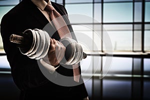 Man holding a dumbbell