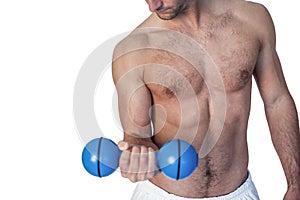 Man holding dumbbell