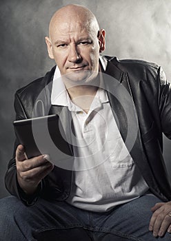 Man holding e-reader tablet