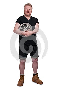 Man holding film reels