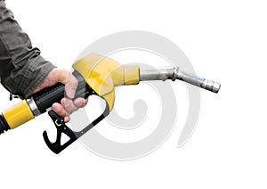 Man holding fuel pump