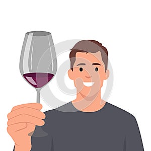 Man holding glass of red wine