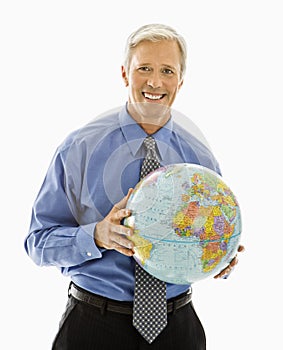 Man holding globe.