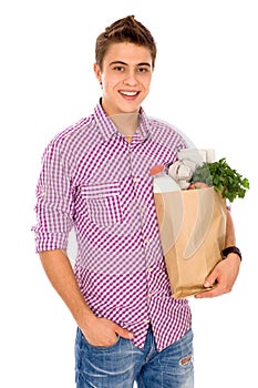 Man holding grocery bag