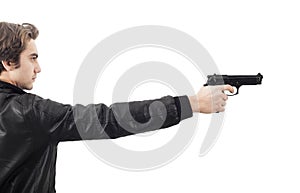 The man holding a gun