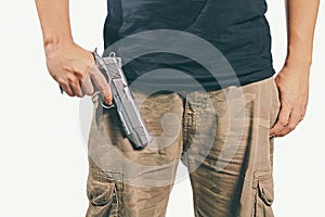 Man holding a gun.