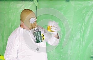 Man holding hazardous chemical