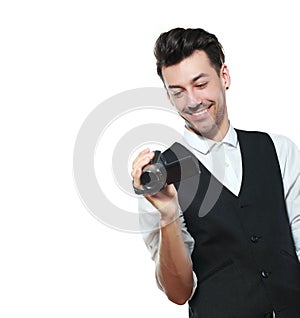 Man holding an HD camcorder
