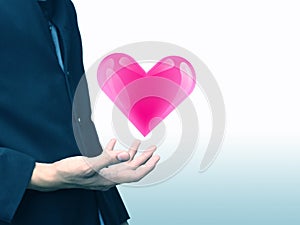 Man holding heart love concept , medical service