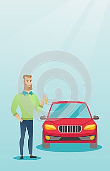 Man holding keys to his new car.
