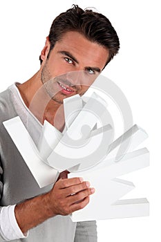 Man holding large WWW letters