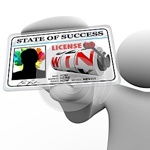 Man Holding License to Win as Identification Card