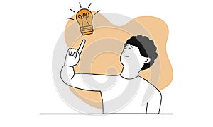 Man holding lightbulb vector concept illustration. Innovation idea with creative person. Business character creativity and success