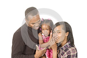 Man holding niece in arms