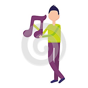 man holding note music