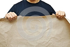 Man holding old paper