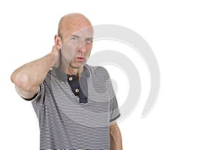 Man holding painful neck