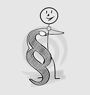 Man holding the paragraph symbol