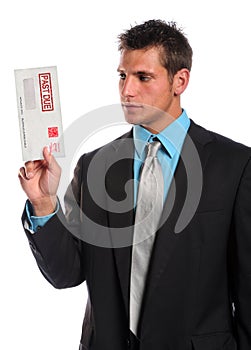 Man Holding Past Due Envelope