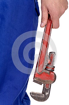 Man holding pipe wrench