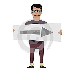 Man holding a pointer. Shows direction.