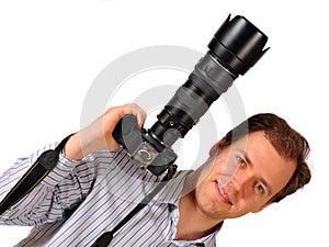 Man holding professional camera