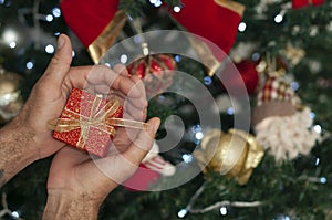 Man holding red gift box