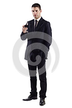 Man holding a red glass of fine wine