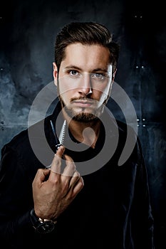 Man holding scissors