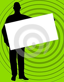 Man Holding Sign on Green Radial