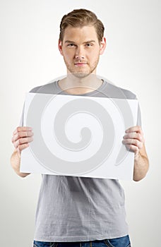 Man holding sign