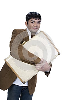 Man holding suitcase