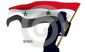 Man holding Syria flag, vector illustration