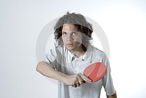 Man Holding a Table Tennis Paddle - Horizontal