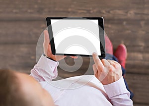 Man holding tablet. photo