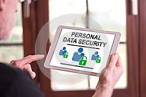 Personal data security concept on a tablet