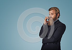 Man holding talking by mobile phone