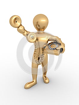 Man holding a telephone receiver