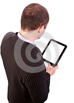 Man holding a touchpad pc