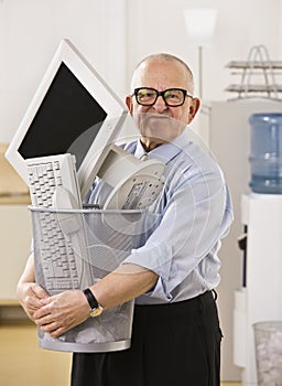 Man Holding Trash Bin