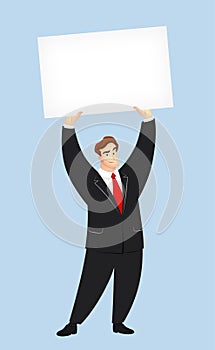 Man Holding Up Blank Card