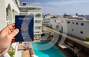 Man holding USA passport