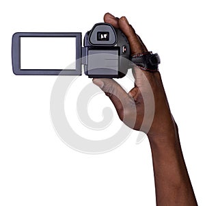 Man holding video camera