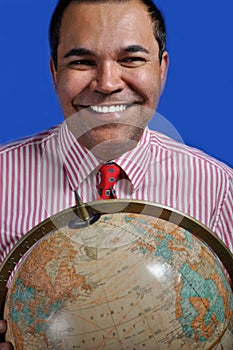 Man holding the world global