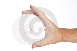 Man holds compakt disc