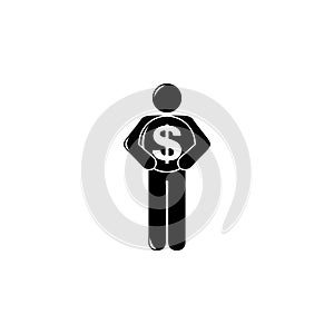 man holds a dollar coin icon. Element of finance illustration. Premium quality graphic design icon. Signs and symbols collection