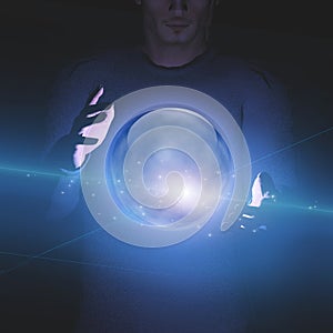 Man Holds Energy Sphere