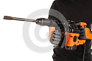 Man with a jackhammer on a white background